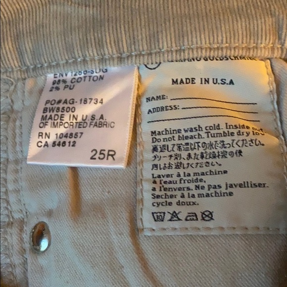 AG | ‘Stevie Slim Straight’ Stretch Corduroy Jeans. Made in USA - Picture 8 of 13